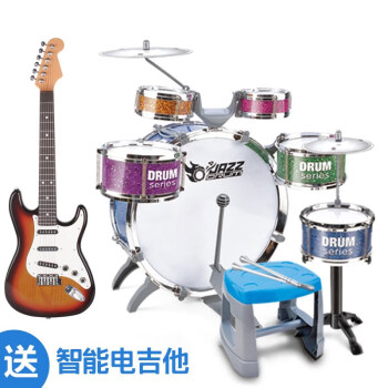 宠翰架子鼓成人儿童中学生初学者入门打击乐器演出爵士鼓乐器大全升级加厚6鼓+电吉他+耳麦+	
